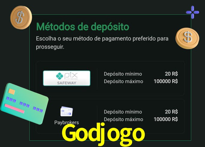O cassino Godjogo oferece uma grande variedade de métodos de pagamento